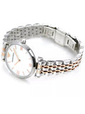 Emporio Armani Gianni T-Bar Mother of Pearl Dial Two Tone Steel Strap Watch For Women - AR1987 Authentic Buy Shop Now