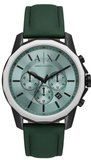 Armani Exchange Banks Chronograph Green Dial Green Leather Strap Watch For Men - AX1725 Authentic Buy Shop Now