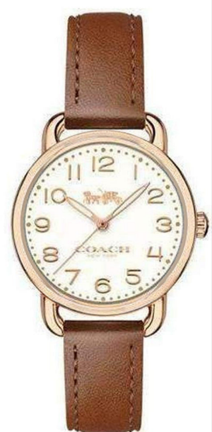 Coach Delancey Cream Dial Brown Leather Strap Watch For Women - 14502751 Authentic Buy Shop Now