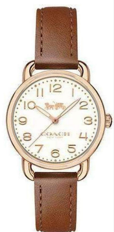 Coach Delancey Cream Dial Brown Leather Strap Watch For Women - 14502751 Authentic Buy Shop Now