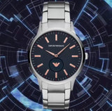 Emporio Armani Renato Blue Dial Silver Steel Strap Watch For Men - AR11137 Authentic Buy Shop Now