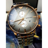 Emporio Armani Gianni Chronograph Grey Dial Two Tone Steel Strap Watch For Men - AR1721 Authentic Buy Shop Now