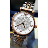 Emporio Armani Gianni T Bar White Dial Two Tone Steel Strap Watch For Women - AR1926 Authentic Buy Shop Now