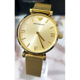 Emporio Armani Retro Gold Dial Gold Mesh Bracelet Watch For Women - AR1957 Authentic Buy Shop Now