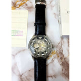 Emporio Armani Meccanico Automatic Black Dial Leather Strap Watch For Men - AR4629 Authentic Buy Shop Now