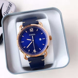 Fossil The Commuter Blue Dial Blue Leather Strap Watch for Men - FS5274 Authentic Buy Shop Now