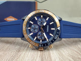 Fossil Bannon Multifunction Blue Dial Blue Silicone Strap Watch for Men - BQ2498 Authentic Buy Shop Now
