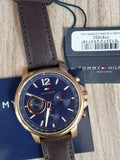 Tommy Hilfiger London Chronograph Blue Dial Brown Leather Strap Watch for Men - 1791532 Authentic Buy Shop Now