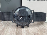 Emporio Armani Aviator Chronograph Black Dial Black Mesh Bracelet Watch For Men - AR11264 Authentic Buy Shop Now