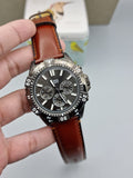 Fossil Garrett Chronograph Grey Dial Brown Leather Strap Watch for Men - FS5770 Authentic Buy Shop Now