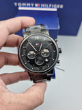Tommy Hilfiger Evan Chronograph Quartz Black Dial Black Steel Strap Watch For Men - 1710410 Authentic Buy Shop Now