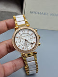 Michael Kors Parker Chronograph Silver Dial Two Tone Steel Strap Watch For Women - MK5687 Authentic Buy Shop Now