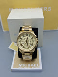 Michael Kors Brecken Chronograph Gold Dial Gold Steel Strap Watch For Women - MK6366 Authentic Buy Shop Now