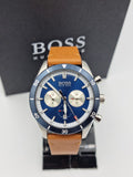 Hugo Boss Santiago Blue Dial Brown Leather Strap Watch for Men - 1513860 Authentic Buy Shop Now