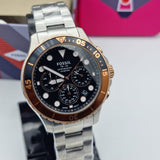Fossil FB-03 Chronograph Black Dial Silver Steel Strap Watch for Men - FS5768 Authentic Buy Shop Now