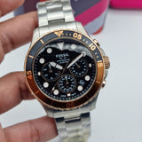 Fossil FB-03 Chronograph Black Dial Silver Steel Strap Watch for Men - FS5768 Authentic Buy Shop Now