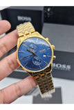 Hugo Boss Associate Blue Dial Gold Steel Strap Watch for Men - 1513841 Authentic Buy Shop Now