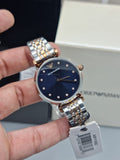 Emporio Armani Gianni T Bar Crystal Blue Dial Two Tone Steel Strap Watch For Women - AR11092 Authentic Buy Shop Now