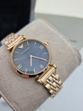 Emporio Armani Gianni T-Bar Black Dial Rose Gold Strap Watch For Women - AR11145 Authentic Buy Shop Now