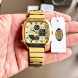 Fossil Retro Analog-Digital Gold Dial Gold Steel Strap Watch for Men - FS5889 Authentic Buy Shop Now