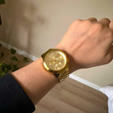 Michael Kors Wren Chronograph Gold Dial Gold Steel Strap Watch For Men - MK8928 Authentic Buy Shop Now