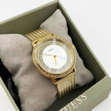Guess Willow Two Tine Dial Gold Mesh Bracelet Watch For Women - W0836L3 Authentic Buy Shop Now