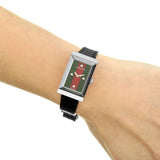 Gucci G-Frame Mother of Pearl Green & Red Dial Black Leather Strap Watch For Women - YA147403 Authentic Buy Shop Now