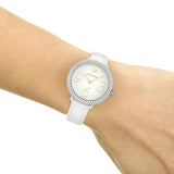 Swarovski Crystal Frost Silver Dial White Leather Strap Watch for Women - 5484070 Authentic Buy Shop Now