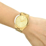 Michael Kors Slim Runway Gold Dial Gold Stainless Steel Strap Watch for Women - MK3179 Authentic Buy Shop Now