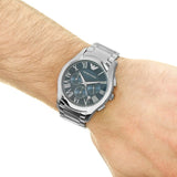Emporio Armani Chronograph Quartz Blue Dial Silver Steel Strap Watch For Men - AR11082 Authentic Buy Shop Now