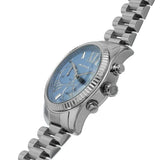 Michael Kors Lexington Chronograph Blue Dial Silver Steel Strap Watch For Women - MK7215 Authentic Buy Shop Now
