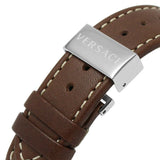 Versace Greca Sport Analog Blue Dial Brown Leather Strap Watch For Men - VEZ300121 Authentic Buy Shop Now