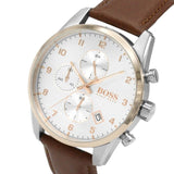 Hugo Boss Skymaster White Dial Brown Leather Strap Watch for Men - 1513786 Authentic Buy Shop Now