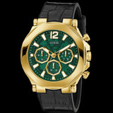 Guess Edge Chronograph Green Dial Black Leather Strap Watch For Men - GW0492G3 Authentic Buy Shop Now