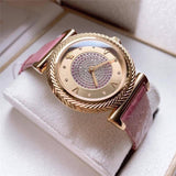 Versace V-Motif Vintage Logo Diamonds Gold Dial Pink Leather Strap Watch for Women - VERE01118 Authentic Buy Shop Now