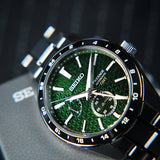 Seiko Presage Sharp Edged Series GMT Green Dial Silver Steel Strap Watch For Men - SPB219J1 Authentic Buy Shop Now