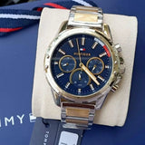 Tommy Hilfiger Mason Chronograph Blue Dial Two Tone Steel Strap Watch For Men - 1791937 Authentic Buy Shop Now