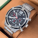 Guess Circuit Chronograph Black Dial Silver Steel Strap Watch For Men - W0968G1 Authentic Buy Shop Now