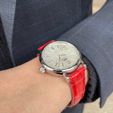 IWC Portofino Automatic Diamonds Silver Dial Red Leather Strap Watch for Women - IW357408 Authentic Buy Shop Now