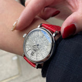 IWC Portofino Automatic Diamonds Silver Dial Red Leather Strap Watch for Women - IW357408 Authentic Buy Shop Now