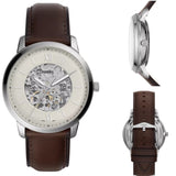 Fossil Neutra Automatic Skeleton White Dial Brown Leather Strap Watch for Men - ME3184 Authentic Buy Shop Now