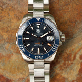 Tag Heuer Aquaracer Calibre 5 Blue Dial Silver Steel Strap Watch for Men - WAY211C.BA0928 Authentic Buy Shop Now