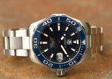 Tag Heuer Aquaracer Calibre 5 Blue Dial Silver Steel Strap Watch for Men - WAY211C.BA0928 Authentic Buy Shop Now