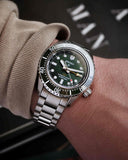Seiko Prospex GMT Divers Automatic Marine Green Dial Silver Steel Strap Watch For Men - SPB381J1 Authentic Buy Shop Now