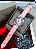 Guess Dahlia Analog Silver Dial Pink Leather Strap Watch for Women - GW0529L1 Authentic Buy Shop Now