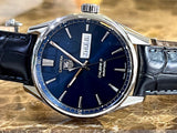 Tag Heuer Carrera Calibre 5 Automatic Blue Dial Blue Leather Strap Watch for Men - WAR201E.FC6292 Authentic Buy Shop Now