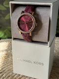 Michael Kors Corey Crystals Red Dial Red Leather Strap Watch for Women - MKO1025 Authentic Buy Shop Now