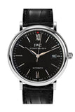 IWC Portofino Automatic Black Dial Black Leather Strap Watch for Men - IW356502 Authentic Buy Shop Now