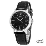 IWC Portofino Automatic Black Dial Black Leather Strap Watch for Men - IW356502 Authentic Buy Shop Now