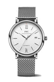 IWC Portofino Automatic White Dial Silver Mesh Bracelet Watch for Men - IW356505 Authentic Buy Shop Now
